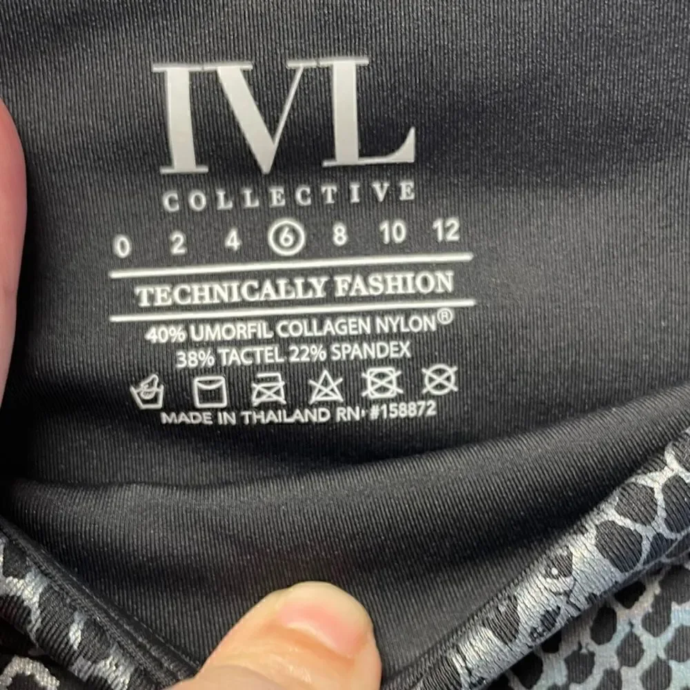 IVL Collective Hydralux Metallic Snakeskin Simple Leggings Size 6